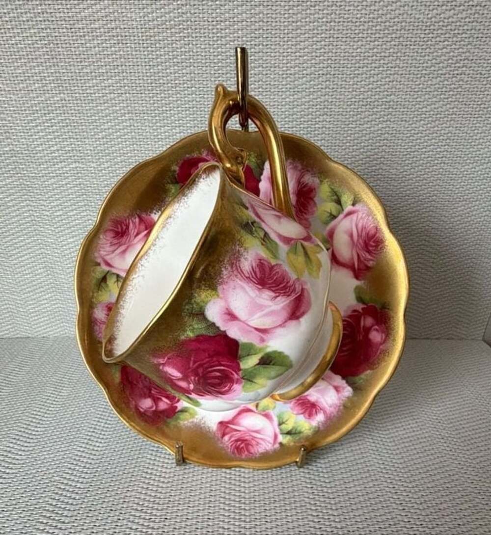 Royal Albert Old English Rose Teacup And Saucer Gold Trim